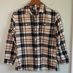 2 for $30!  GAP Beige Black and White Plaid Kids Button-Down Shirt